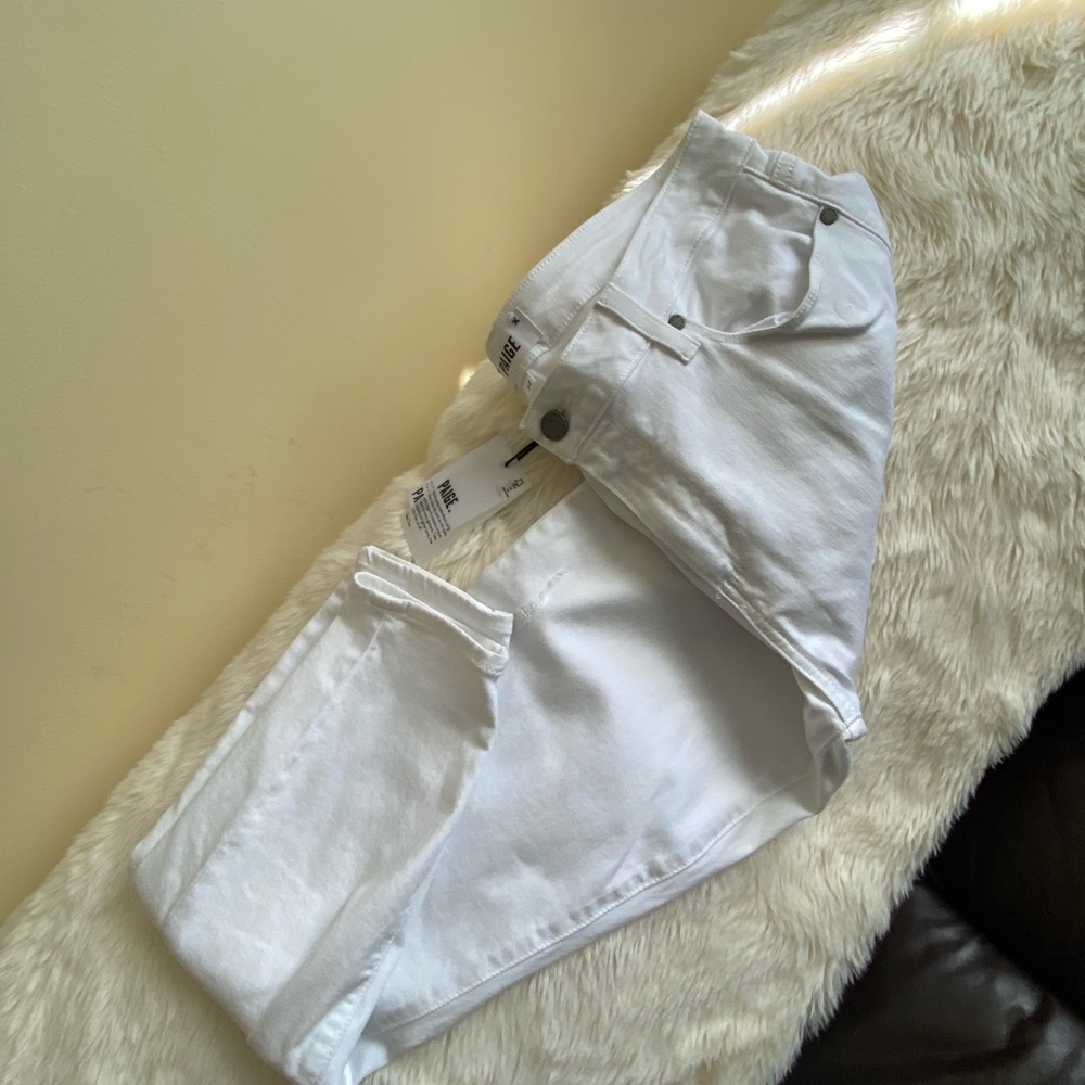 Paige Verdugo Ultra Skinny In Optic White Destructed Size 32 - Picture 4 of 12